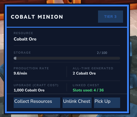Stats panel - linked chest